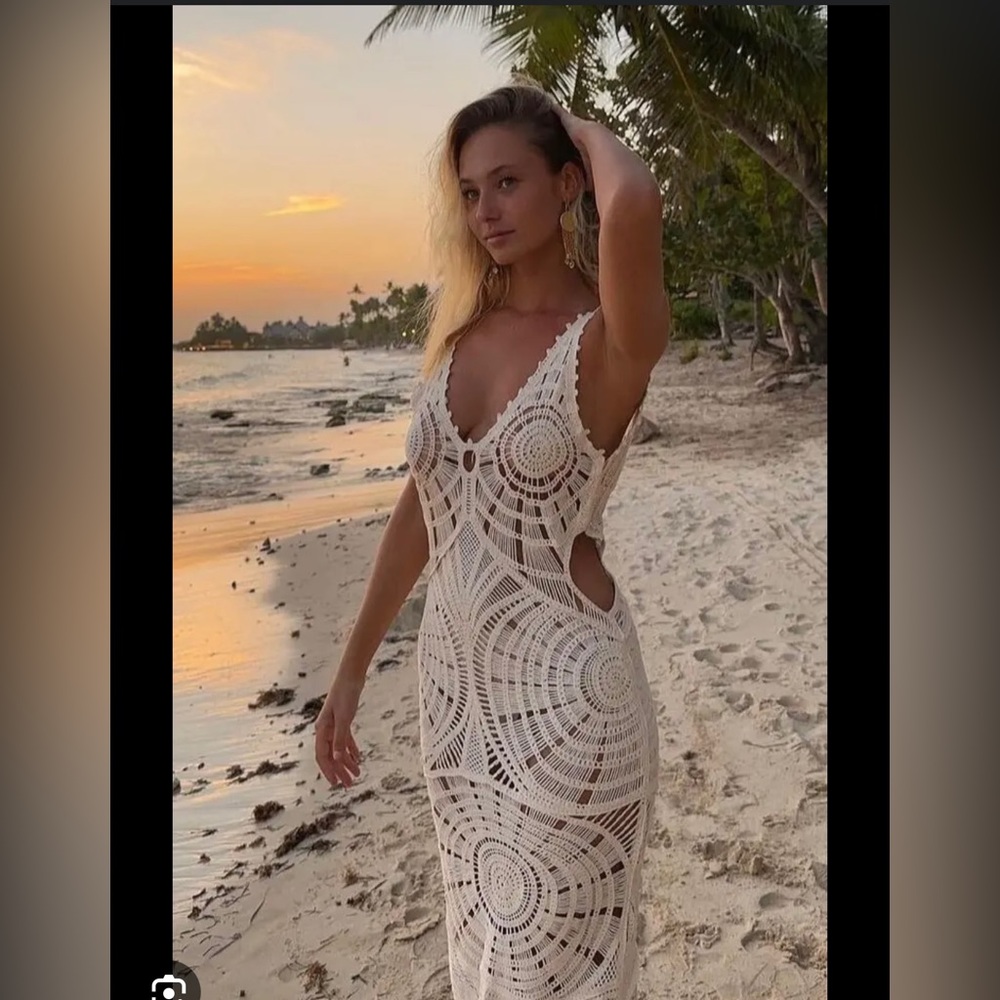 Crochet maxi cutout dress
